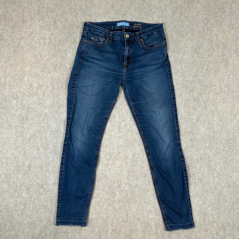 7 For All Mankind Ankle Skinny Jeans Womens 29 Blue b(air) Denim Raw Hem